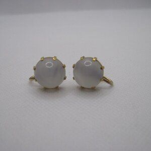 Vintage Naomi 1/20 12K Gold Filled Moonstone Screw-Back Earrings VERY RARE!